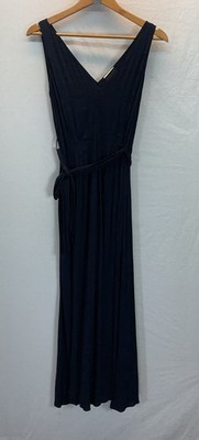 Witchery Dress Sz 8/M Navy Blue Sleeveless fit flare Maxi Summer minimalist