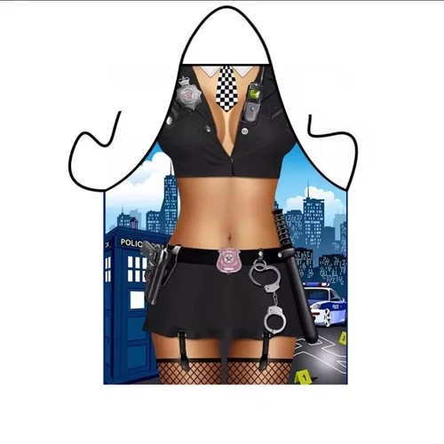 Funny Sexy Police Woman Kitchen Apron Fun Barbecue Party Utensils