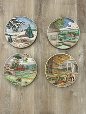 Set Of 4 Vintage Byron Molds 4 Seasons Decorative Ceramic Wall Plate Decor 1980