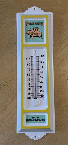 Arnold's Meat Market Fresh Bacon Finest Hams and Sausage Metal Thermometer - Picture 2 of 8