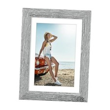 Picture Frame, Display Pictures 4x6 with Mat or without Mat, Rustic 5x7 Grey