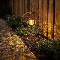 Solarlampe AußEnleuchte Stecklampe Glaskugel Led Gartenlampe Rostfarben H 41 Cm