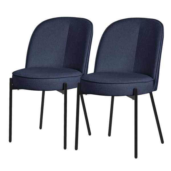 2Er Set Esszimmerstuhl Wohnzimmerstuhl Polsterstuhl KüChenstuhl Stoff Dunkelblau-image
