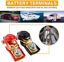 Pair Car Battery Terminal Connector Post Positive+Negative Poles Universal US