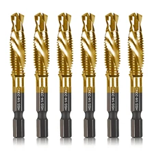 6-Pc 1/4-20NC Combination Drill Tap Bit Set SAE, 1/4" UNC-20 Thread Size, Titani