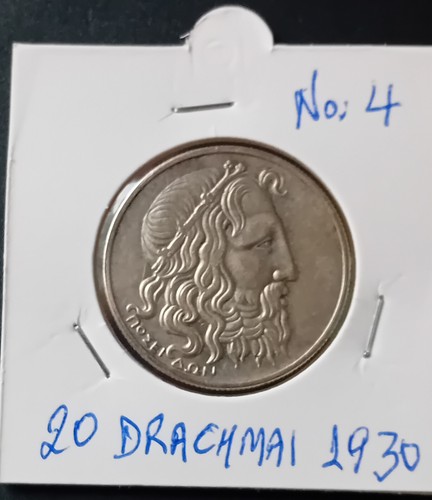 20 Drachmai 1930 VF-XF, Silver Greek coin, God NEPTUNE, WHEAT, KM# 73, No : 4 - Picture 3 of 8