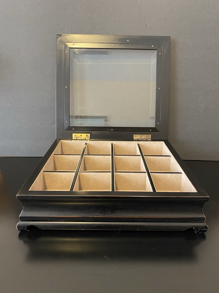 The Bombay company ショーケース Bombay Company Black Wood Tea Chest Jewelry Box 12-slot Brass