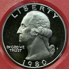1980 S Proof Washington Quarter From Proof Set With Free Shipping