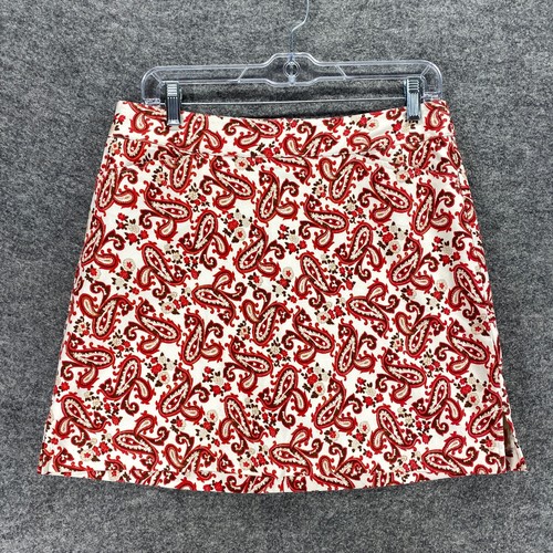 Lady Hagen Skirt Women 6 Red Beige Paisley A Line Build In Brief - Picture 3 of 8