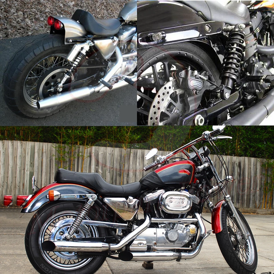 Pair Chrome Rear Shocks Absorber For Harley Sportster XL883 1200 72 48 1979-2012 - Image 3 of 4