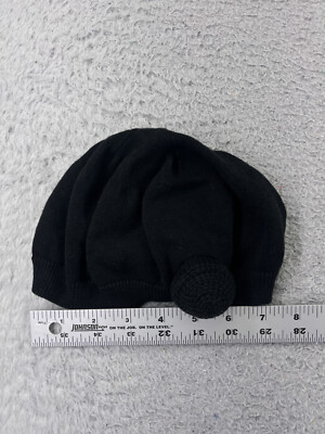 Babies''R''Us Beanie Toque Youth Toddler 6-9M Black Knit 100% Cotton Snow Winter