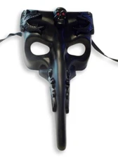 Black Skull Red Eyes Long Nose Masquerade Mardi Gras Men's Mask