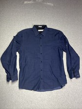 Calvin Klein Navy Blue Button Up Men  s Medium 100 Cotton