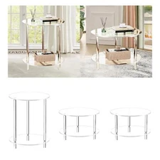 Acrylic Round Side Table End Table Easy Assembly for Balcony Office Home