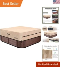 Elegant Brown Heavy Duty Hot Tub Cover - 88''x88'' Waterproof Outdoor Protection