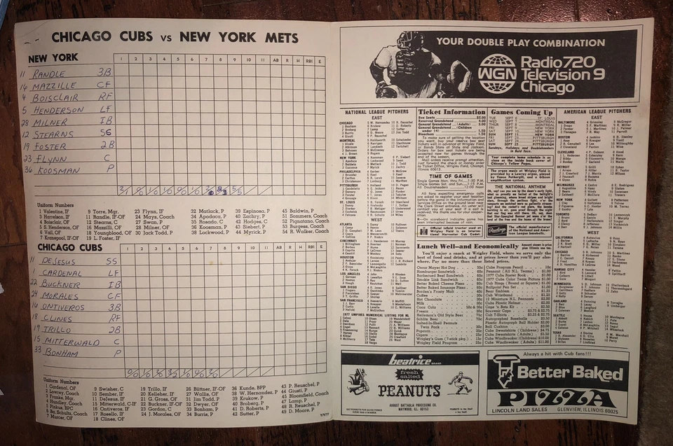 ERNIE BANKS autographed signed 1977 CUBS Ernie Banks Day SCORECARD & game Ticket - Image 4 of 4