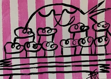 ACEO Cat Painting Original Collectible Baker's Dream Folk Art By Samantha McLean