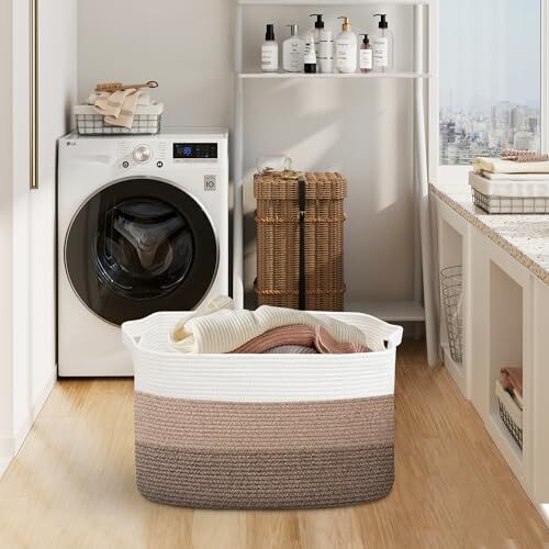Extra Large Blanket Storage Basket, 23.6" x 15.7" x 14.1" Rectangle