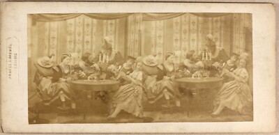 GERMANY Card Players c1858 Photo Mantel & Riedel Leipzig Stereo Vintage