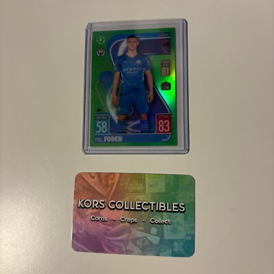 Man City PHIL FODEN 39/99 - 2021/22 TOPPS MATCH ATTAX CHROME GREEN NUMBERED UCL