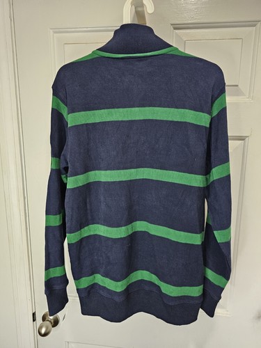 Gap Kids Sweater XXL 14-16 Cotton Henley Navy With Green Stripes New - Picture 6 of 8