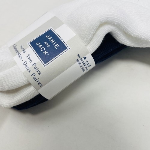 Janie and Jack Youth Boys Size 4-5 Year Striped Athletic Crew Socks 2 Pack Blue - Picture 3 of 5