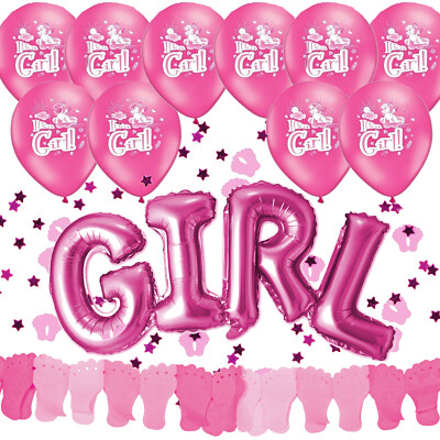 BABY GIRL SET - 38 Teile Shower Party Deko Mädchen Geburt Babyparty 1.Geburtstag