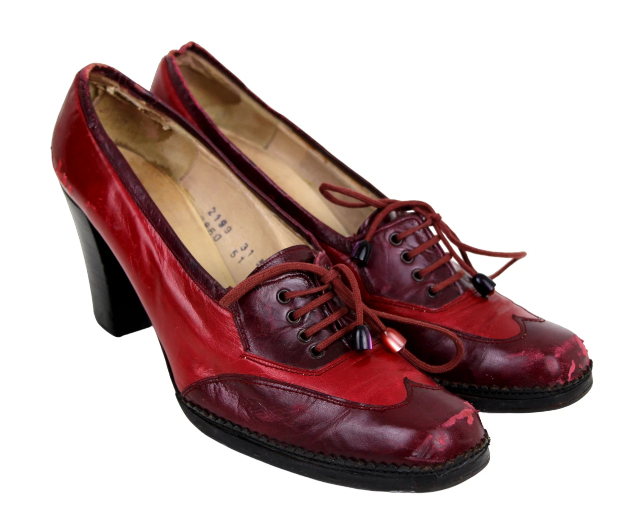 CHAUSSURES ESCARPINS Christian Dior rouge bordeaux cuir véritable talon moyen bout rond pointure 9