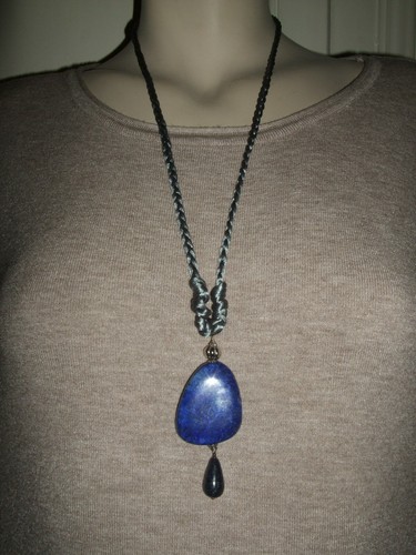 COLLANA GIOIELLO LAPISLAZZULO CIONDOLO PENDANT NECKLACE ARGENTO 925 STERLING - Foto 3 di 9