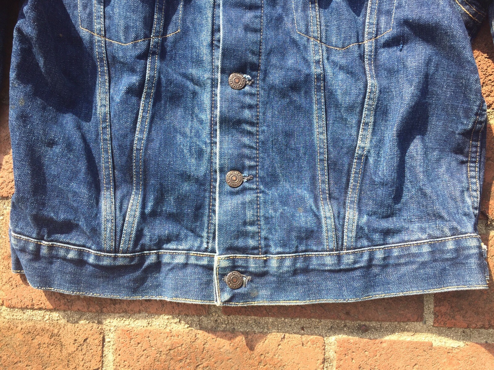 Rare Denim Vtg Levi's Big E Denim Lrg Type 3 2 Pocket jacket 505 558 559 Dark image 4