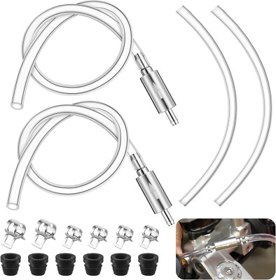 2 Pack Brake Bleeder Hose, Motorcycle Brake Bleeder Kit with 6 Nozzle Cap & Clam