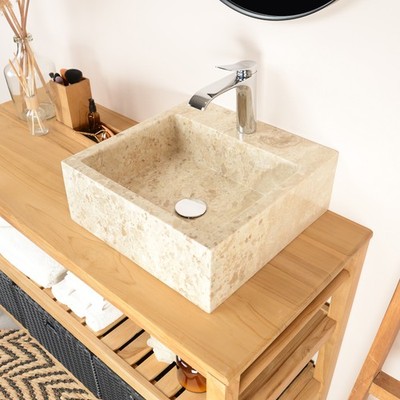 Marmor-Stein-Waschbecken 40 cm KAJA creme Naturstein-Waschbecken wohnfreuden