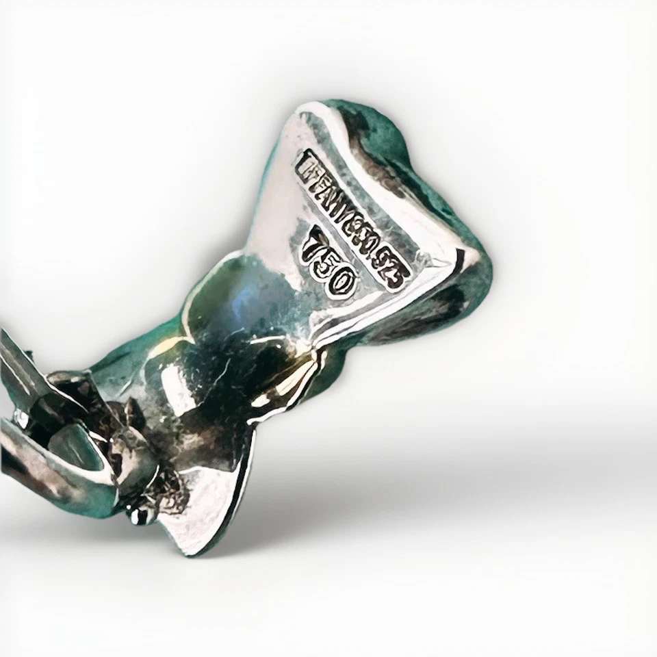 Tiffany & Co. Vintage 18K Yellow and White Gold Bow Earrings. - Image 3 of 3