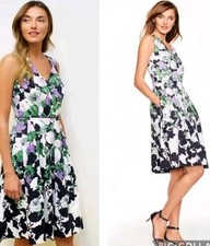 Talbots Oprah Magazine Collection Dress Size 2P Floral Green Purple Lined Zip