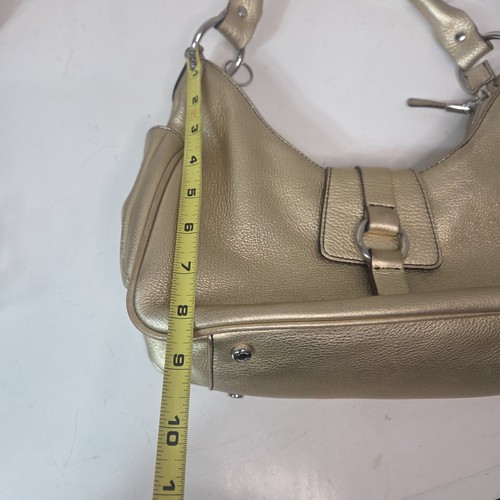 vtg talbots gold shimmer leather metallic shoulder bag purse y2k 90s hobo - Picture 12 of 14