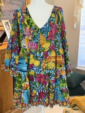 antica sartoria 2024 Capri By The Sea V Neck Pom Pom Dress NWT O/S