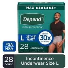 Depend Fresh Protection Incontinence Underwear for Men Adult Diapers, L 28 Count