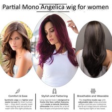 Marble Brown, Noriko Angelica Partial Monofilament Synthetic Wig by Rene of...