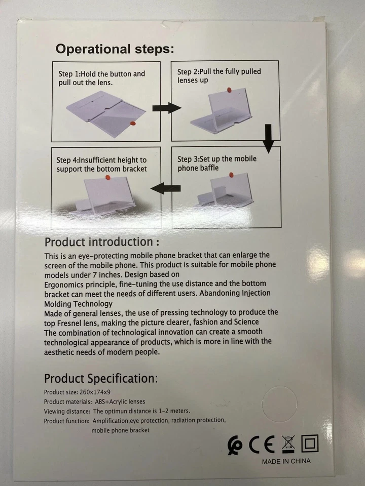 12" Black Mobile Cell Phone Screen Magnifier HD Video/Reading Amplifier Stand - Image 3 of 4