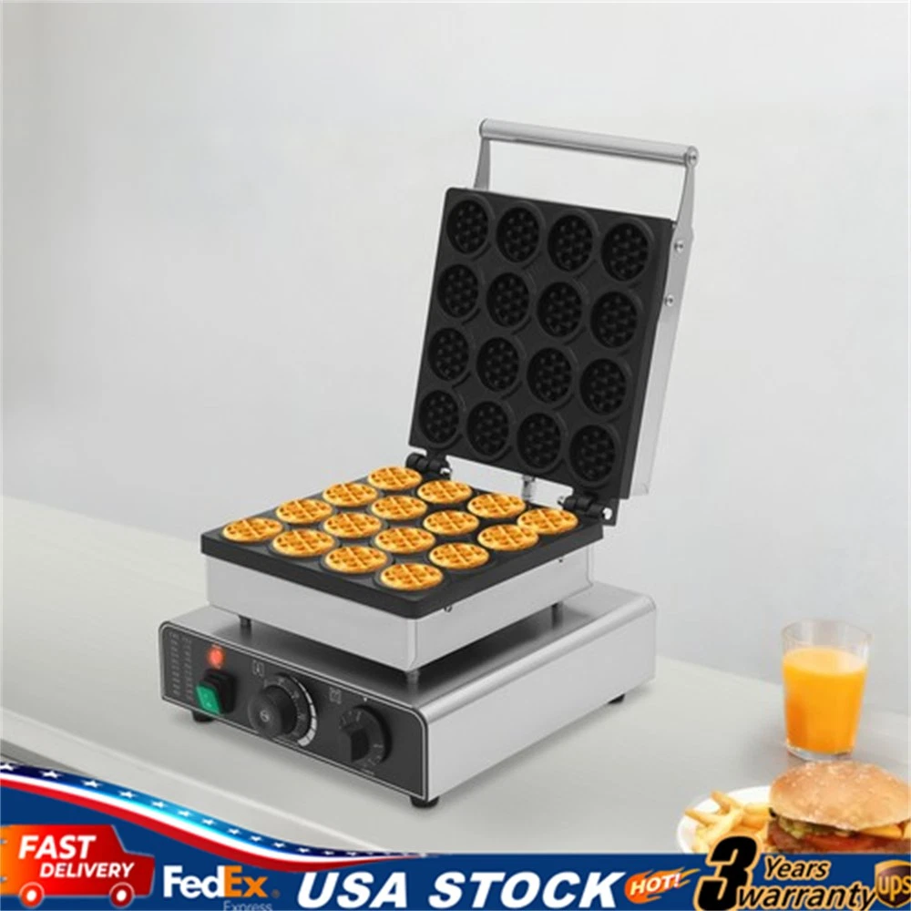 1750W Commercial Electric Waffle Maker Mini Round Waffle Baker Non-Stick Machine