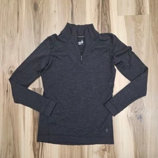 Smartwool 1/4 Zip Base Layer Large Gray Charcoal Classic Thermal Merino 250