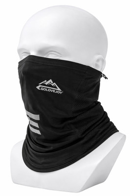 Schwarze Hals Gamasche Gesichtsmaske Atmungsaktiv Netz Reflektierend Verstellbar Unisex Winter