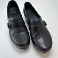 Dansko Black Leather Buckle Clogs 40 Comfort Shoes Chunky TAMARA 9.5 10