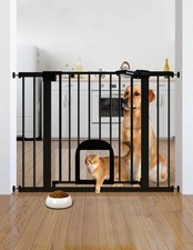 Upgraded Baby Gate with Cat Door, 29-43" Auto Close Durable Dog Gate for Stai...