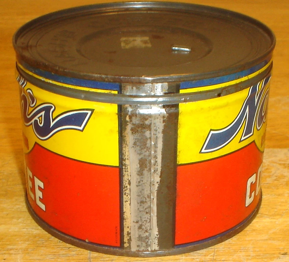Vintage 1920's-30's Nash's Coffee 1 Pound Key-Wind Tin Coffee Can with Metal Lid - Image 4 of 4