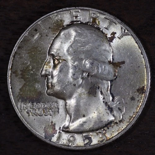 1953 D • Washington Quarter 25C - BU++ MINT-STATE MS • TONING - PREMIUM COIN #30