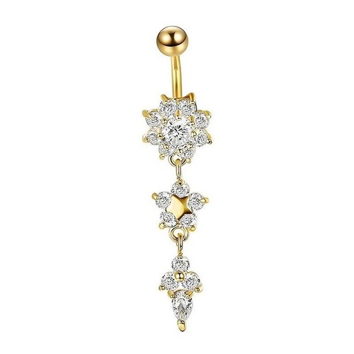 Flower Crystal Surgical Steel Dangle BELLY Button Navel bars Ring Body Piercing - Picture 15 of 20