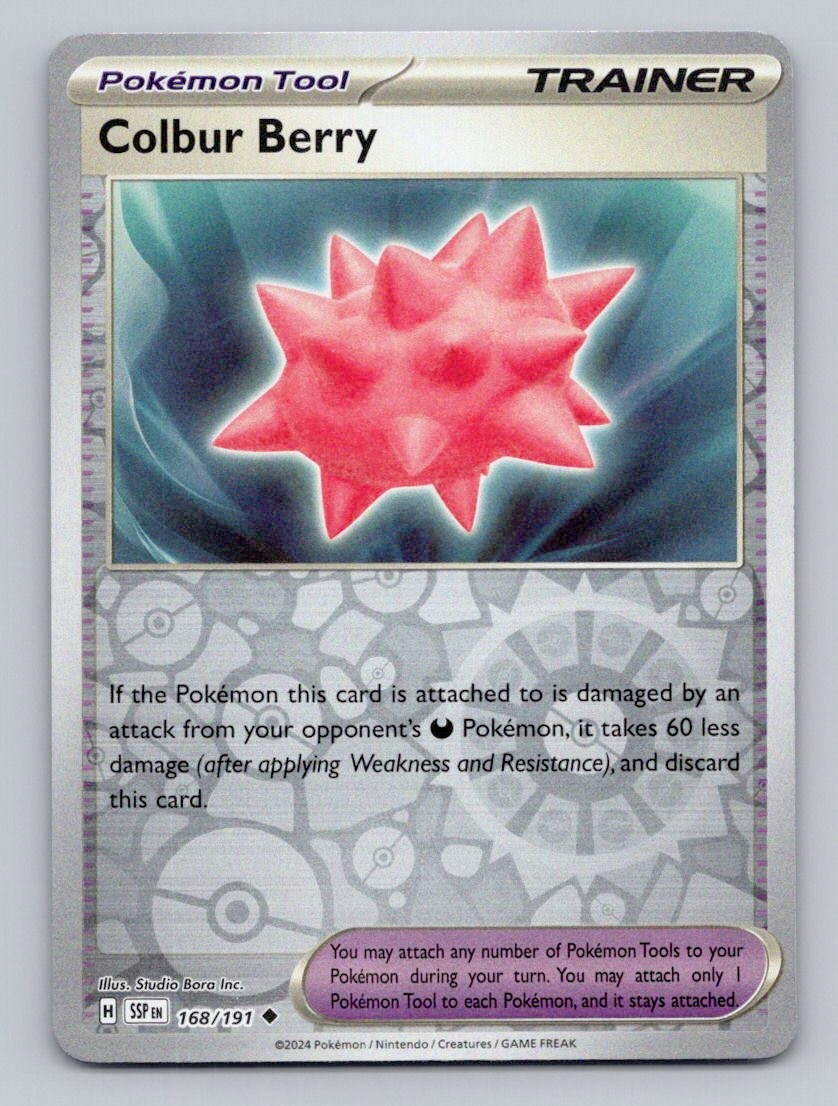 Reverse Holo Colbur Berry 168/191 Uncommon Surging Sparks Pokemon