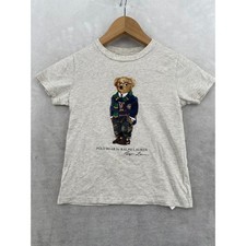 Polo Ralph Lauren Polo Bear T-Shirt Kids 6 Heather Grey Graphic Tee Short Sleeve