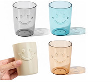 4Pcs Bathroom Tumbler Toothbrush Cups, Smiley Unbreakable Toothbrush Holders